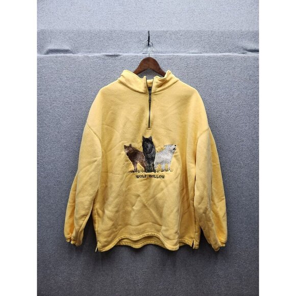 Port Authority Other - Port Authority Signature Yellow Fleece Pullover With Wolf Hollow Embroidered Des